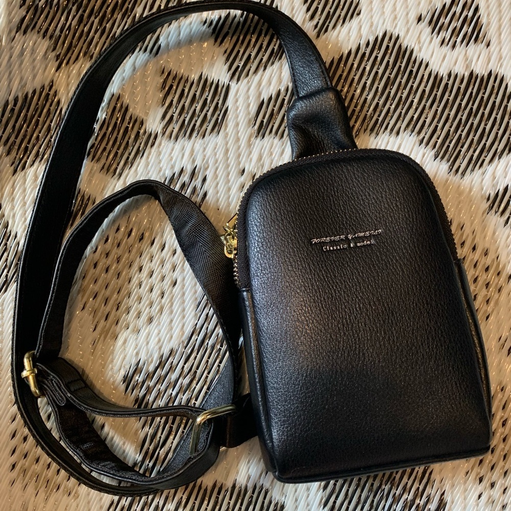 Black Belt Bag with Adjustable Strap and Minimalist Design